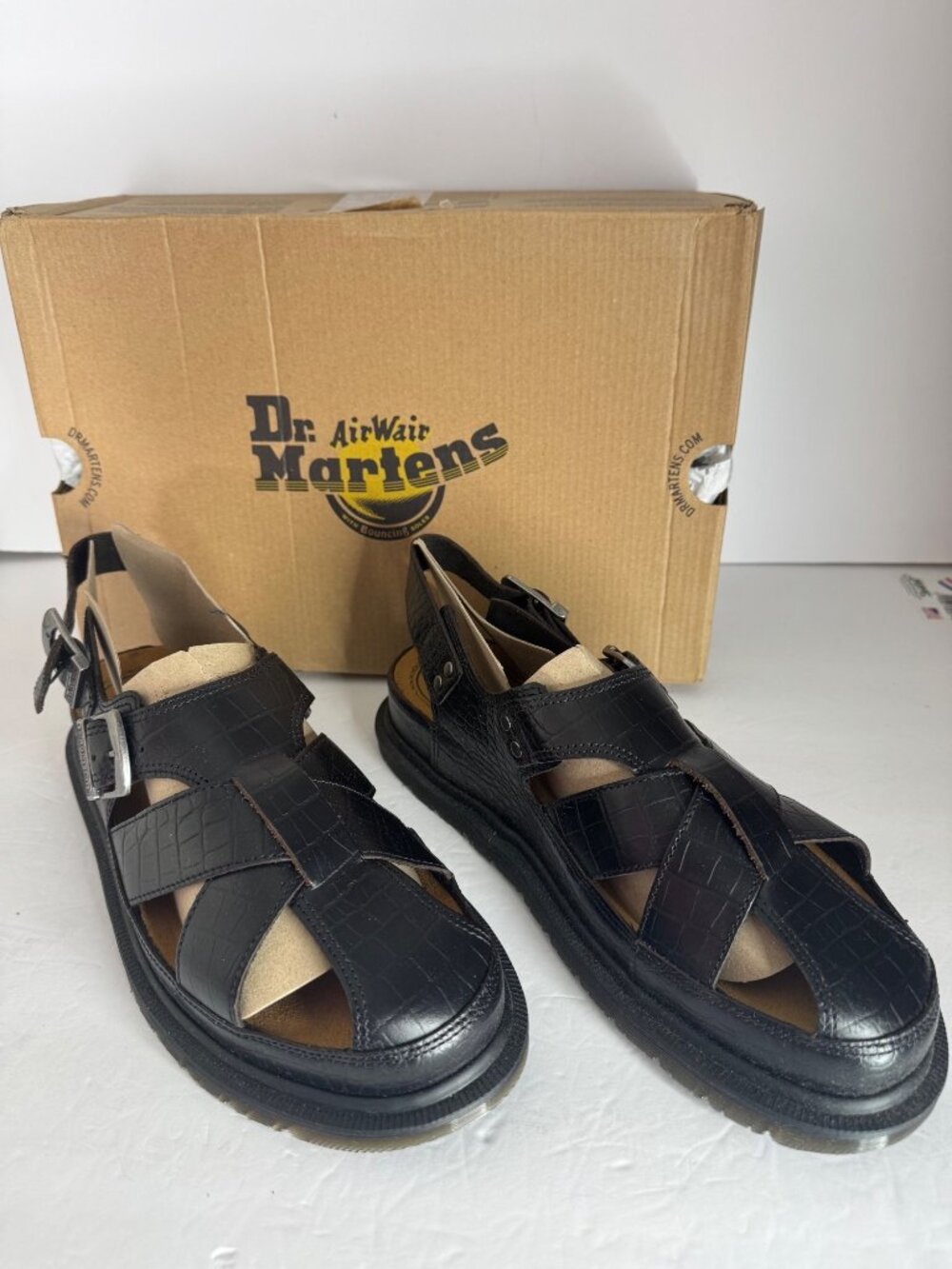 Dr. Martens Archive Sandal Fisherman Crocodile Analine Leather Brown EU 42 US 10 - Picture 2 of 7